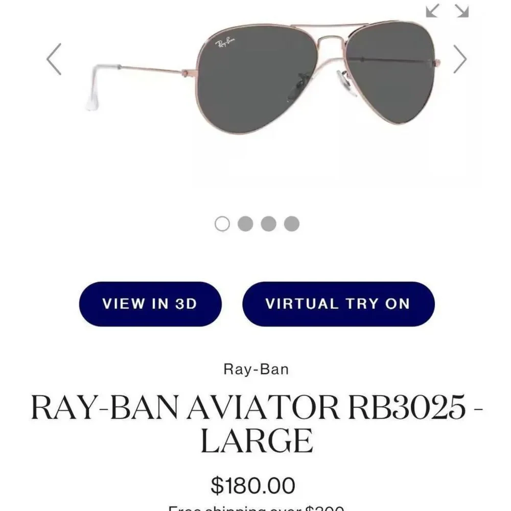 Ray ban large‎ rose gold metal aviator Sunglasses with case